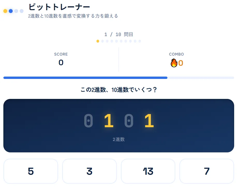 ビットトレーナーの出題画面