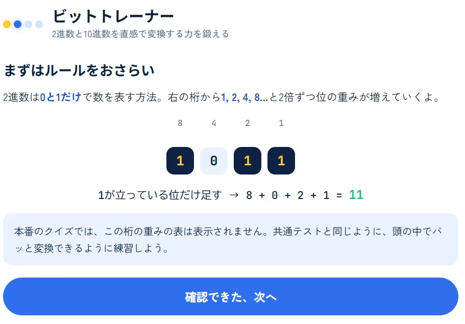 ビットトレーナーのルール説明画面
